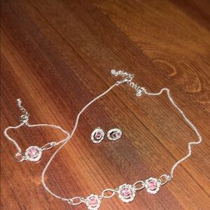 Elegant Pink and Silver Jewelry Set